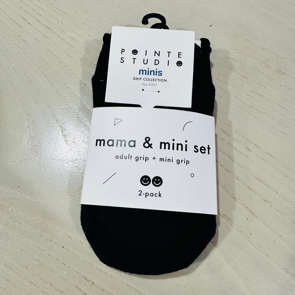 Pointe Studio Mama & Mini Grip Sock Set Black 2-Pack S/M 62PSP-FHAP-S-BLA